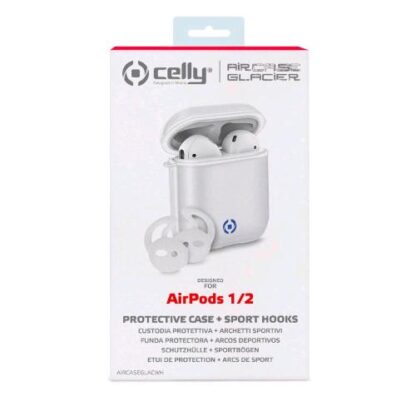 CELLY AIRPODS 1/2 GLACIER CUSTODIA PROTETIVA PIU ARCHETTI SPORTIVI PER AIRPODS BIANCO