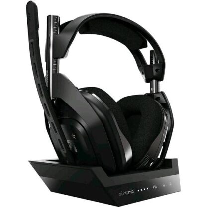 ASTRO GAMING A50 CUFFIA GAMING WIRELESS E STAZIONE BASE DI RICARICA, 4� GENERAZIONE DOLBY AUDIO CONTROLLO EQUILIBRIO GIOCO/VOCE 2.4 GHz WIRELESS 9 MT DI PORTATA PER PS5 PS4 PC MAC NERO/ARGENTO