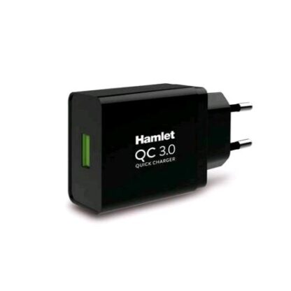 HAMLET POWER SUPPLY QUICK CHARGER USB 3.0 CARICABATTERIE DA RETE 18 WATT NERO