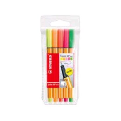STABILO FINELINER POINT 88 MINI NEON PENNA PUNTA IN FIBRA 0.4 mm COLORI ASSORTITI CONF 5 Pz.