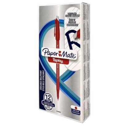 PAPERMATE REPLAY PENNA SFERA CANCELLABILE 40 ANNVERSARIO TRATTO 1 mm INCHIOSTRO ROSSO CONF 12 Pz.