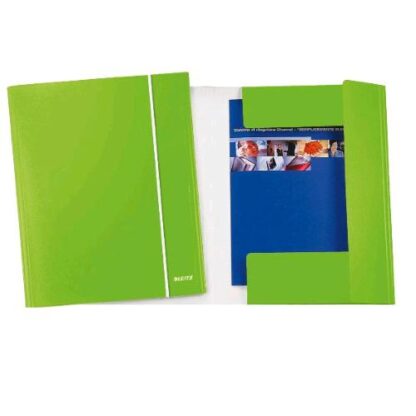 LEITZ WOW 2.0 CARTELLA 3 LEMBI C/ELASTICO IN CARTONCINO 310X240MM A4 VERDE LIME CONF 5 Pz.