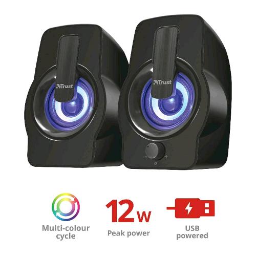 TRUST GEMI SET ALTOPARLANTI 12W USB LED RGB CONTROLLO DEL VOLUME NERO