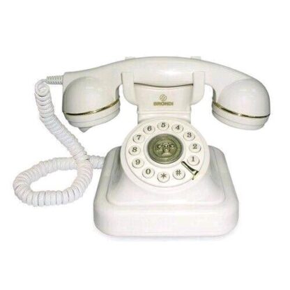 BRONDI VINTAGE 20 TELEFONO DA TAVOLO RETRO' CON CAVI IN TESSUTO BIANCO