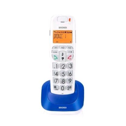 BRONDI BRAVO BRIGT TELEFONO CORDLESS DECT PER ANZIANI 3 TASTI PER CHIAMATE DIRETTE AUDIO POTENZIATO BIANCO/BLU