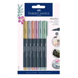 FABER CASTELL METALLIC MARCATORI METALLICI PUNTA AD AGO 1.5 mm COLORI ASSORTITI CONF 6 Pz.