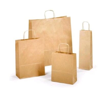 SAUL SADOCH REX SACCHETTO CON MANICO IN CARTA 12X8.5X39 CM AVANA CONF 25 Pz.