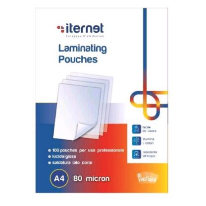 ITERNET POUCHES PER PLASTIFICATRICE 297X210 mm A4 80 MY TRASPARENTE CONF 100 Pz.