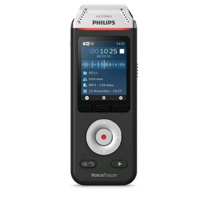 PHILIPS VOICETRACER DVT2110 REGISTRATORE AUDIO 8GB PER INTERVISTE E NOTE VOCALI STEREO MP3 E PCM DISPLAY A COLORI BATTERIA AL LITIO