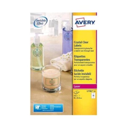 AVERY CONF 250 ETICHETTE ADESIVE IN POLIESTERE 50,8X96 mm TRASPARENTE LUCIDO