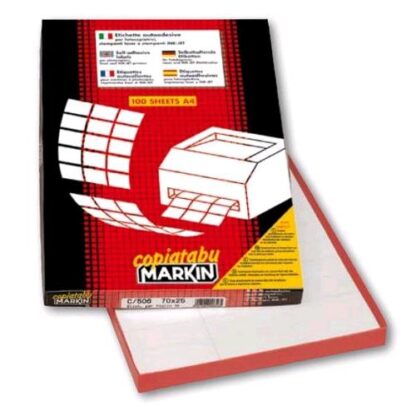 MARKIN CONF 3500 ETICHETTE ADESIVE CON ANGOLI ARROTONDATI 34X34 mm BIANCO