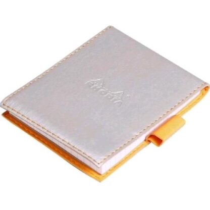 RHODIA PORTABLOCCO IN SIMILPELLE CON BLOCCO A QUADRETTI 84X115 mm ARGENTO