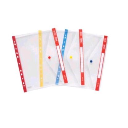 PLASTIDEA BUSTA CON BOTTONE IN PP FORATURA UNIVERSALE 300X245 mm ROSSO CONF 5 PZ.