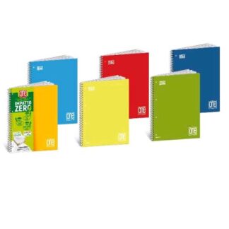 BLASETTI IMPATTO ZERO QUADERNO A4 SPIRALATO 80 GR QUADRETTI 5M 80 FOGLI COLORI ASSORTITI CONF 6 Pz.