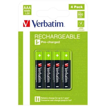 VERBATIM BATTERIE RICARICABILI MINI STILO AAA 950mAh CONF 4 Pz.