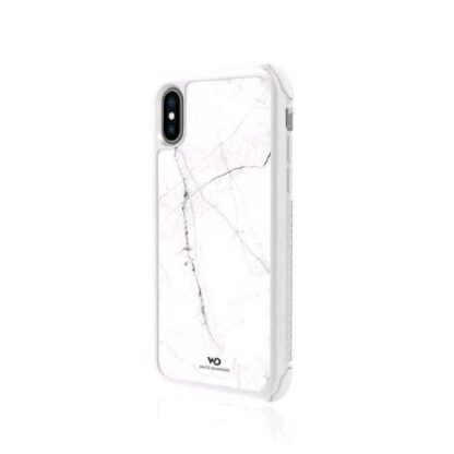 WHITE DIAMONDS APPLE iPHONE XS/X COVER IN TPU E VETRO CON STAMPA MARMO BIANCO ORO