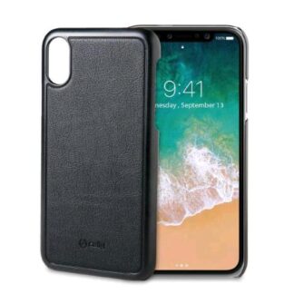 CELLY APPLE iPHONE XS/X COVER IN POLICARBONATO EFFETTO SIMIL PELLE NERO