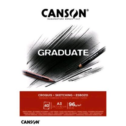 CANSON GRADUATE BLOCCO DA SCHIZZO 40 FOGLI 96 GR A3