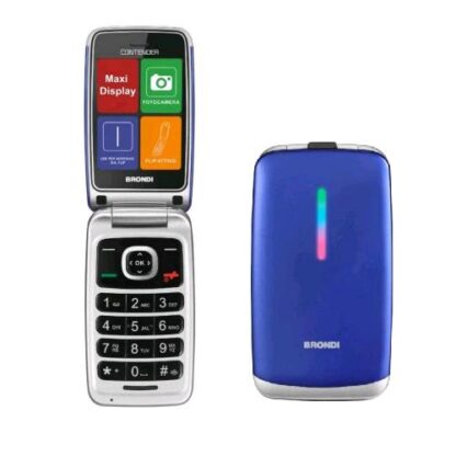 BRONDI CONTENDER DUAL SIM 3" EASY PHONE CLAMSHELL TASTI SELEZIONE RAPIDA SILVER/BLU VIOLA