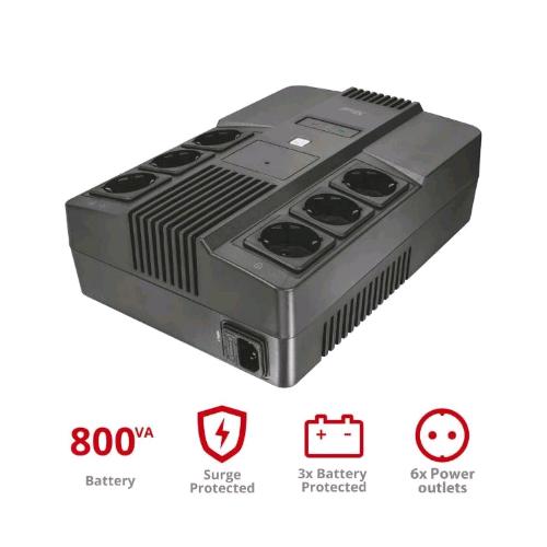 TRUST MAXXON POWERSTRIP GRUPPO DI CONTINUIT 800VA 6 PRESE NERO