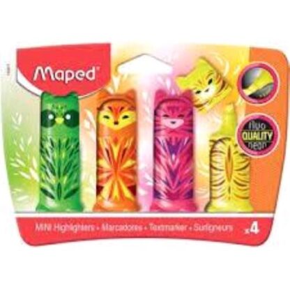 MAPED MINI FRIENDS EVIDENZIATORI MINI PUNTA A SCALPELLO COLORI ASSORTITI FLUO CONF 4 Pz.