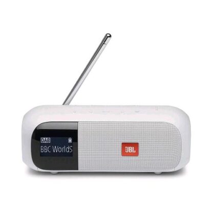 JBL TUNER 2 RADIO ALTOPARLANTE WIRELESS BLUETOOTH PORTATILE CON RADIO DIGITALE DAB+ FM IMPERMEWABILE IPX7 DISPLAY LCD COLORE BIANCO