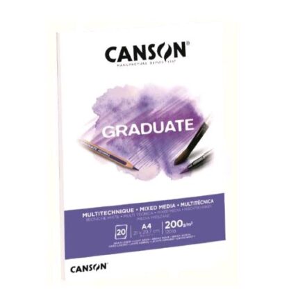 CANSON MIX MEDIA GRADUATE BLOCCO DA DISEGNO 200 GR 290.7X210 mm A4 20 FOGLI BIANCO