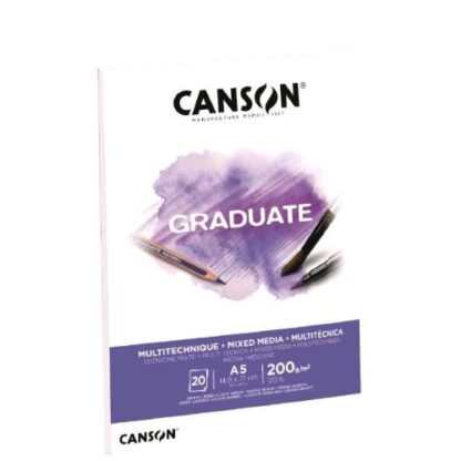 CANSON MIX MEDIA GRADUATE BLOCCO DA DISEGNO 200 GR 140.8X210 mm A5 20 FOGLI BIANCO