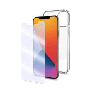 CELLY APPLE iPHONE 12 MINI COVER IN TPU E PROTEGGI SCHERMO IN VETRO TEMPERATO TRASPARENTE