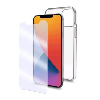 CELLY APPLE iPHONE 12 PRO MAX COVER IN TPU E PROTEGGI SCHERMO IN VETRO TEMPERATO TRASPARENTE