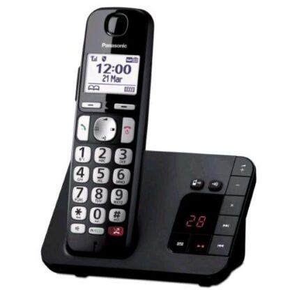 PANASONIC KX-TGE260JTB CORDLESS DECT CON PULSANTI GRANDI ED AUDIO POTENZIATO VIVAVOCE SEGRETERIA BLACK