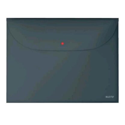 LEITZ COSY BUSTA CON BOTTONE IN PP 313X235 mm A4 2 TASCHE GRIGIO CONF 3 Pz.