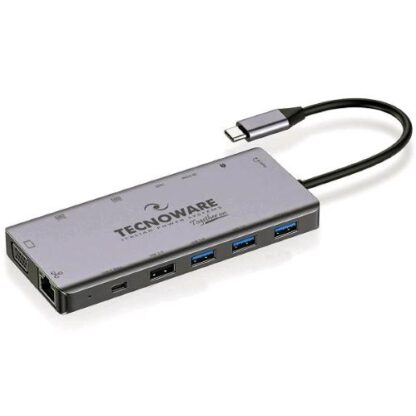 TECNOWARE FHUB17692 DOCKING STATION HUB USB-C 13 IN 1 ADAPTER:2HDMI+JACK3,5+VGA+LAN+USB2.0+3 USB3.0+2 USB-C+CR SD/MICRO PD 100W