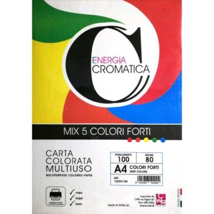 CWR CARTA CROMATICA MULTIUSO A4 80GR COLORI FORTI ASSORTITI CONF 100 Pz.