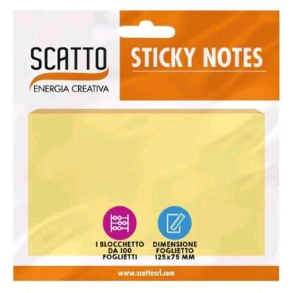 SCATTO STICKY NOTES BLOCCHETTO DA 100 FOGLI 12.5X7.5 CM GIALLO PASTELLO