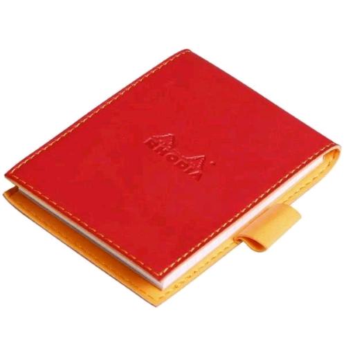 RHODIA PORTABLOCCO IN SIMILPELLE CON BLOCCO A RIGHE 84X115 mm ROSSO