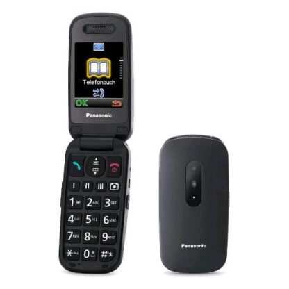 PANASONIC KX-TU446 EASY PHONE CLAMSHELL 2.4" TASTI GRANDI AMPIO DISPLAY TASTO SOS COMPATIBILE CON APPARECCHI ACUSTICI BLACK