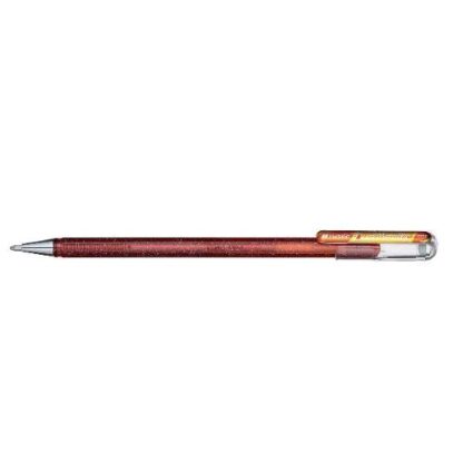 PENTEL HYBRID DUAL METALLIC PENNA ROLLER PUNTA CONICA 1 mm INCHIOSTRO METALLIZZATO ARANCIO GIALLO CONF 12 Pz.