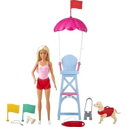 MATTEL BARBIE BAGNINA CON COSTUME ROSA CANE E ACCESSORI PLAY SET