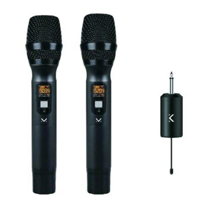 MAJESTIC 115720BK COPPIA MICROFONI WIRELESS UHF CON RICEVITORE RICARICABILE E JACK DA 6.35MM BLACK