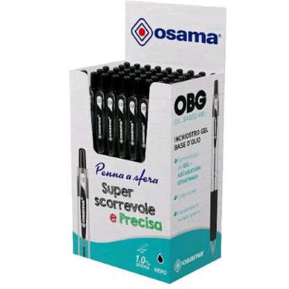 OSAMA OBG PENNA A SFERA A SCATTO PUNTA CONICA 1 mm INCHIOSTRO NERO CONF 48 Pz.
