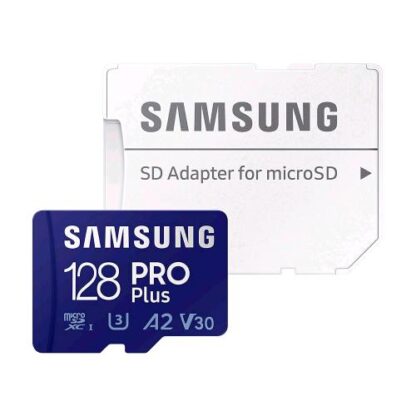 SAMSUNG MICRO SDXC PRO PLUS 128GB CLASSE 10 U3 A2 FULL HD & 4 K CON ADATTATORE SD BLU