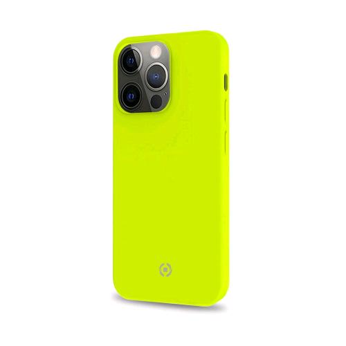 CELLY APPLE iPHONE 13 PRO MAX CROMO COVER IN TPU CON RIVESTIMENTO IN SILICONE E FINITURA SOFT-TOUCH GIALLO FLUO