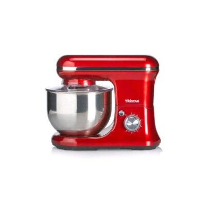 TRISTAR MX-4831 IMPASTATORE DA CUCINA 1.200 W 5 L ACCIAIO INOSSIDABILE CON FRUSTA GANCIO E FOGLIA ROSSO SILVER