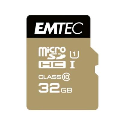 EMTEC ELITEGOLD MICROSDHC 32GB CLASSE 10UHS1 U1 85MB/S CON ADATTATORE NERO ORO