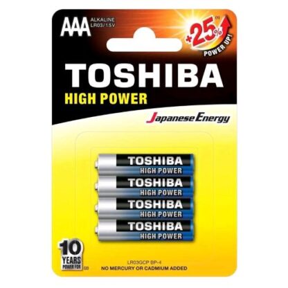 TOSHIBA HIGH POWER BATTERIE ALCALINE MINI STILO AAA 4 pz