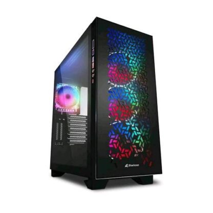 SHARKOON ELITE SHARK CA300H CASE PER PC GAMING ATX FINESTRA LATERALE VETRO TEMPERATO 2xUSB3.0 4xVENTOLE RGB 120MM BLACK