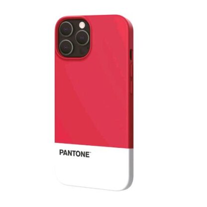 PANTONE APPLE iPHONE 13 PRO MAX COVER IN TPU DOTATA DI UN RIVESTIMENTO IN SILICONE E FINITURA SOFT-TOUCH ROSSO/ BIANCO LOGO PANTONE