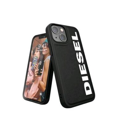 DIESEL CORE APPLE iPHONE 13 MINI CUSTODIA IN TPU ANTI URTO CON LOGO SIMILPELLE NERO BIANCO