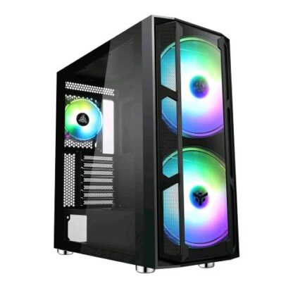 ITEK MAJES 20 EVO CASE FULL TOWER ATX PANNELLO LATERALE E FRONTALE IN VETRO TEMPERATO 2XUSB 2.0 2xUSB 3.0 2x20CM VENTOLE ARGB BLACK